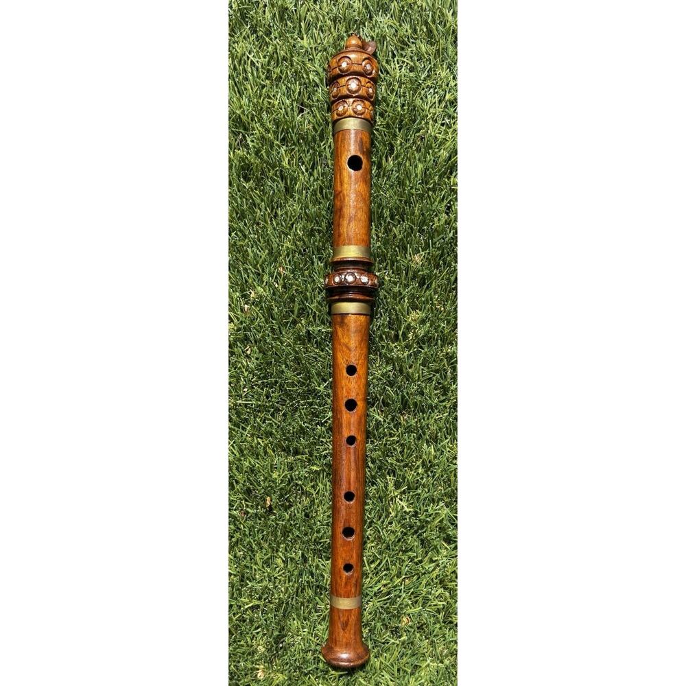 Antique Flute Recorder Traditional Chinese Brass Decoration Musical Instrument